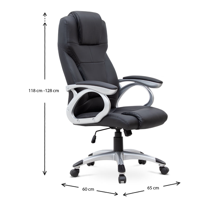 Office Chair TAMISA PU leather Black 65x60x118/128cm (CB)