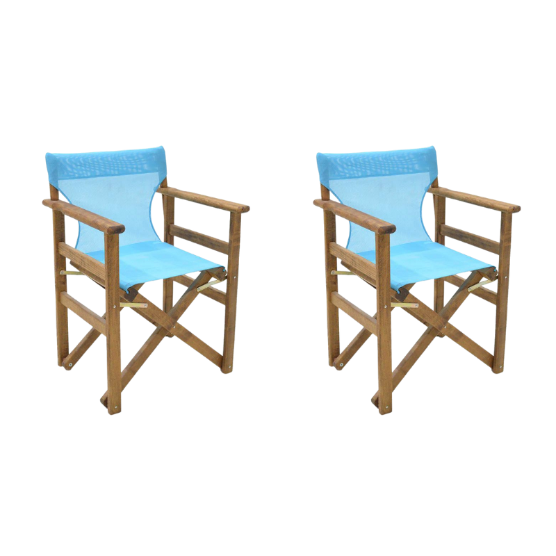 Folding Garden Armchair SPACE Walnut Light Blue 61x51x86cm Set 2 pcs. (CB)