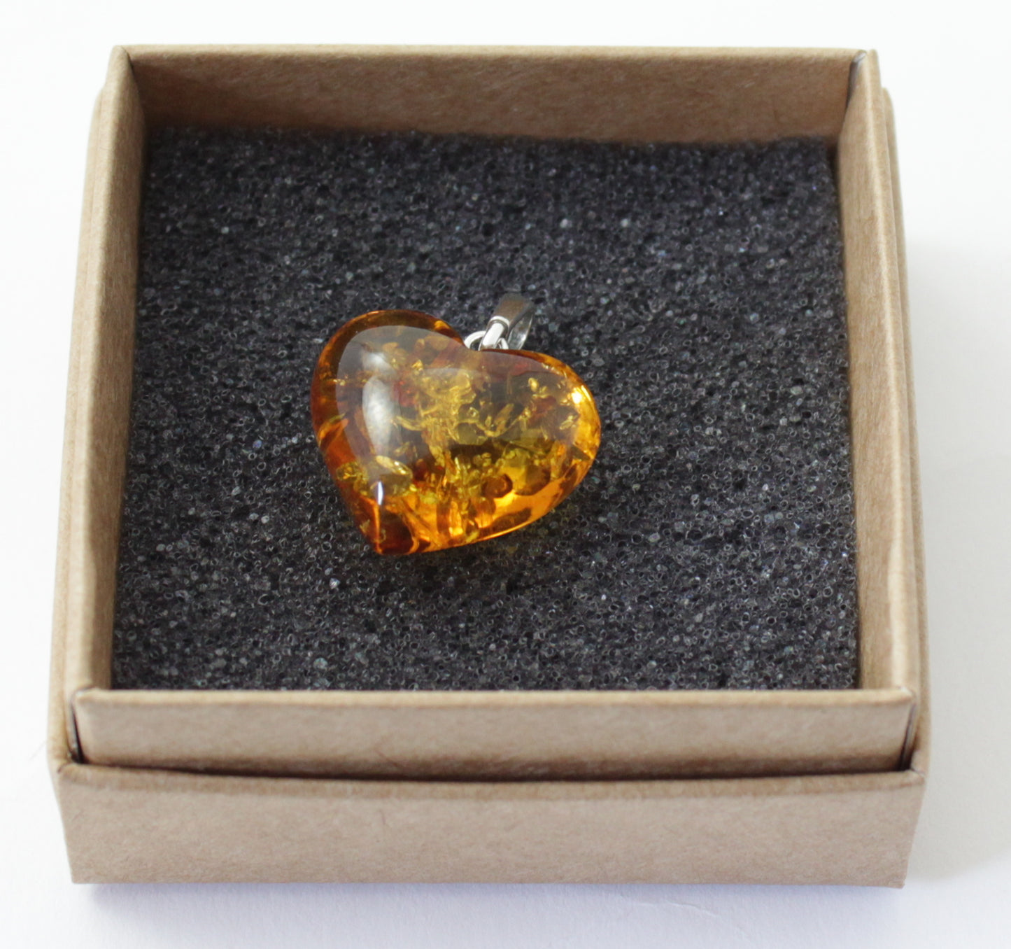 Amber Heart Pendant for Necklace With Sterling Sterling 925 (PC)