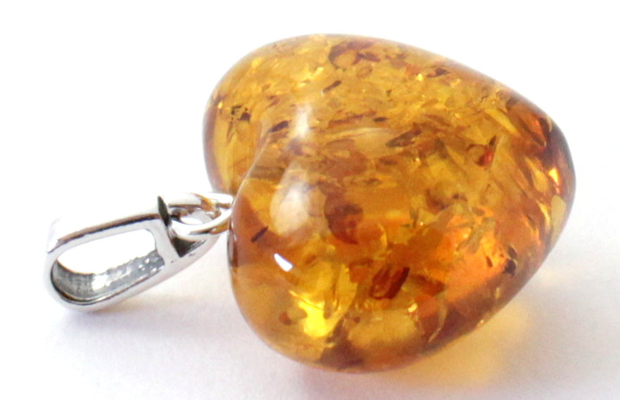 Amber Heart Pendant for Necklace With Sterling Sterling 925 (PC)