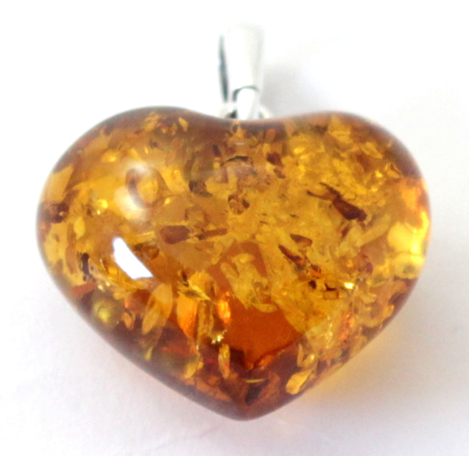 Amber Heart Pendant for Necklace With Sterling Sterling 925 (PC)