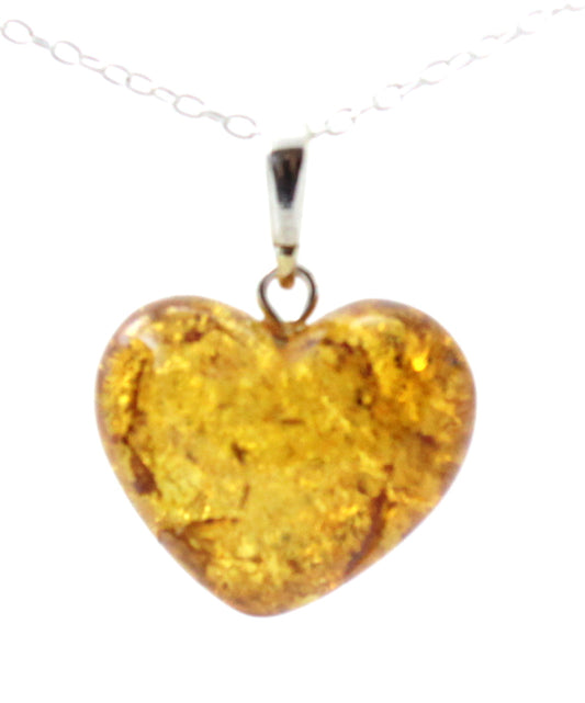 Amber Heart Pendant for Necklace With Sterling Sterling 925 (PC)