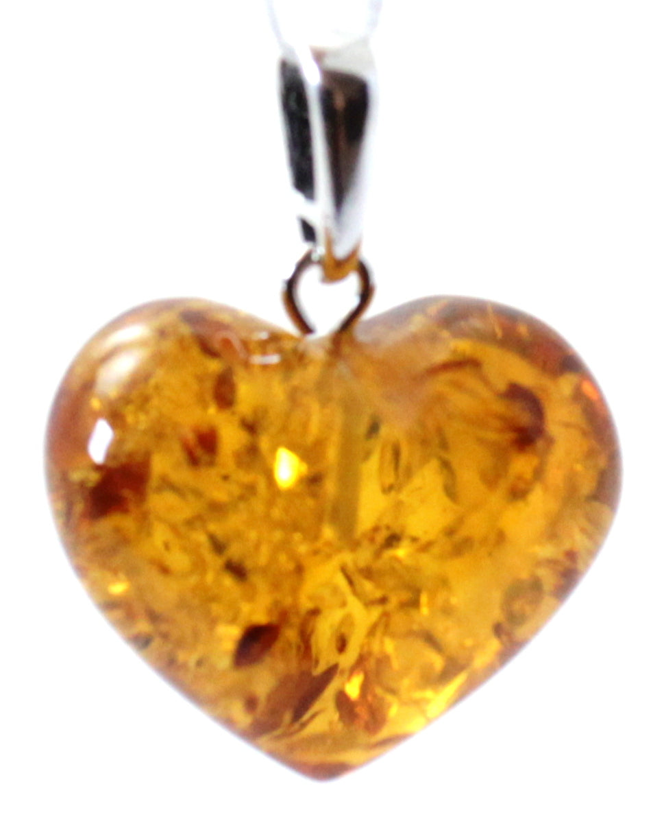 Amber Heart Pendant for Necklace With Sterling Sterling 925 (PC)