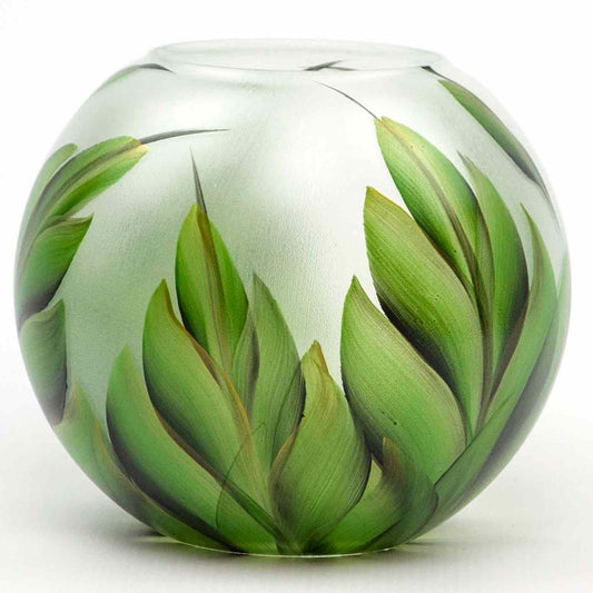Handpainted Glass Vase for Flowers | Painted Art Glass Vase | Interior (CA)