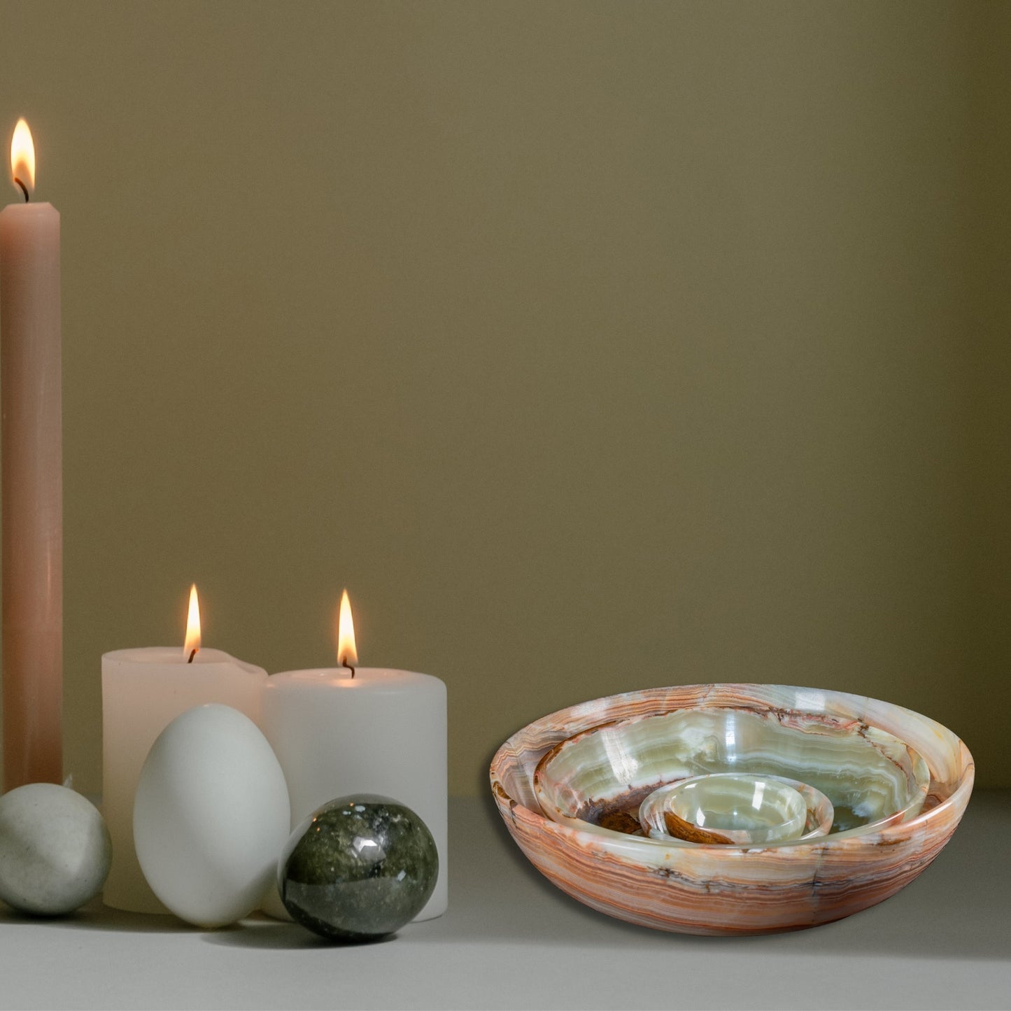 Onyx Kristall Schale, Himalaya Onyx, Natursteinschale Marmorschale, (ES)