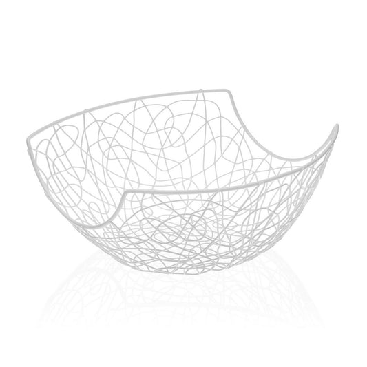 Fruit Bowl Versa White Metal Steel (28 x 12 x 28 cm) (BB)