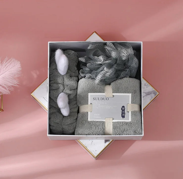 Gift Box Bath Ball, Headband, Towel Set (MW)
