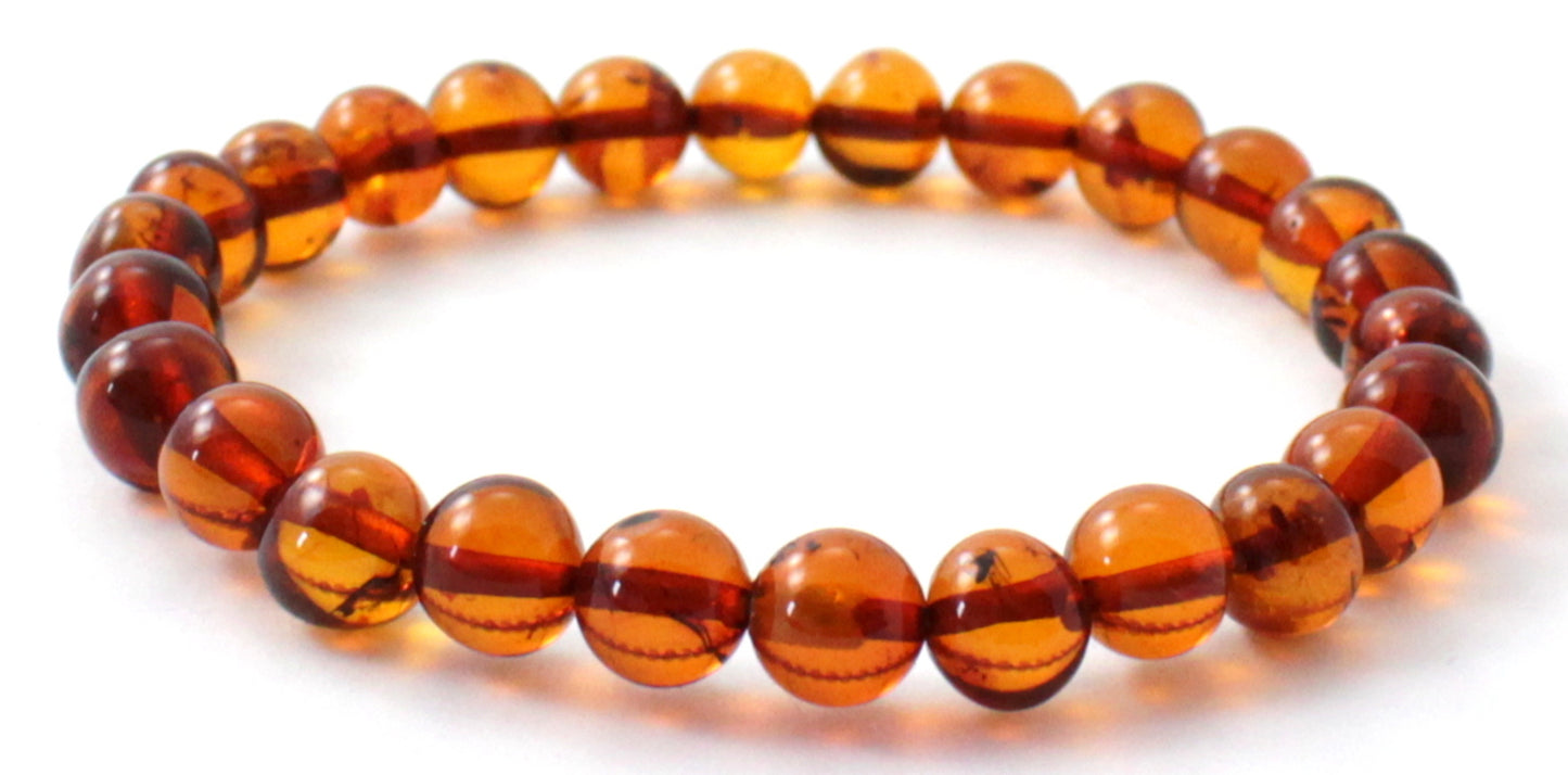 Amber Stretch Bracelet for Women or Men Cognac Brown (PC)