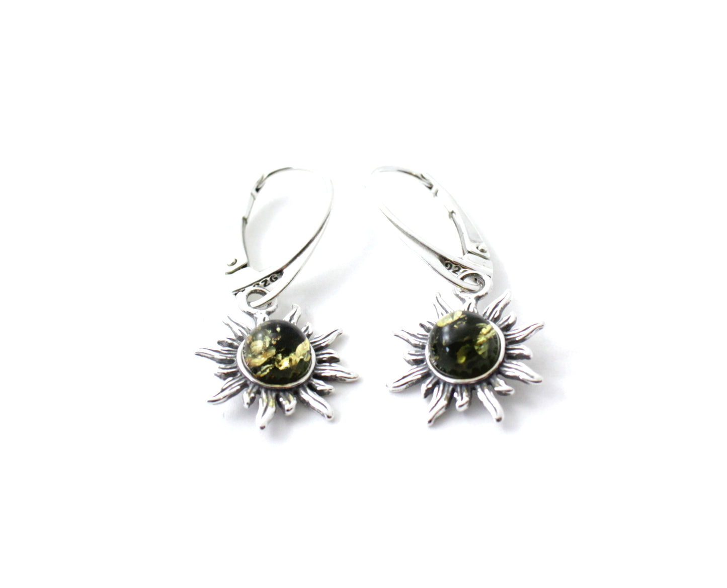 Baltic Amber Jewelry - Sun Drop Earrings with Sterling Silver 925
