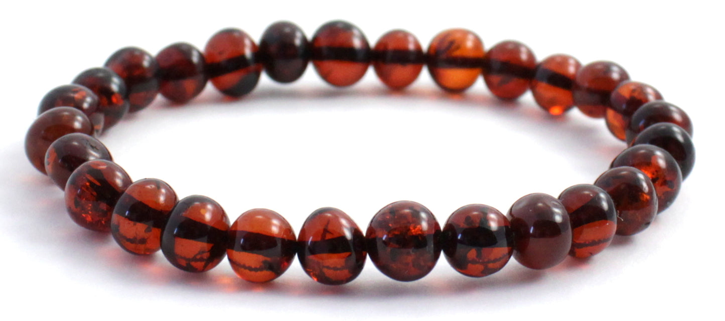 Baltic Amber Stretch Bracelet for Women Cherry Black Color (PC)