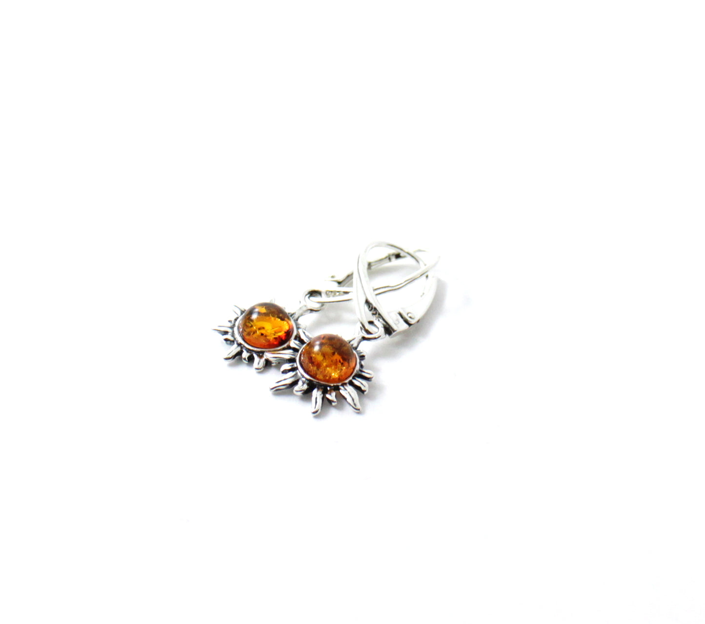 Baltic Amber Jewelry - Sun Drop Earrings with Sterling Silver 925