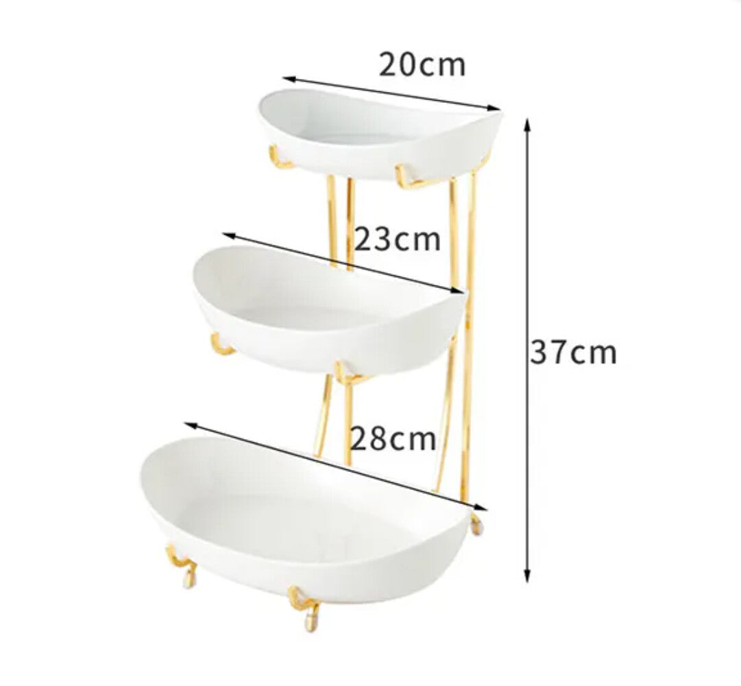Ceramic 3 Layers Fruits Plate-White (MW)