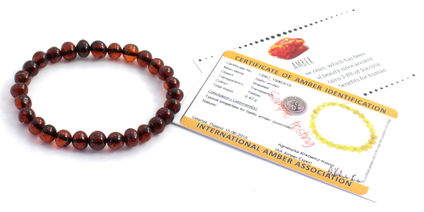 Baltic Amber Stretch Bracelet for Women Cherry Black Color (PC)