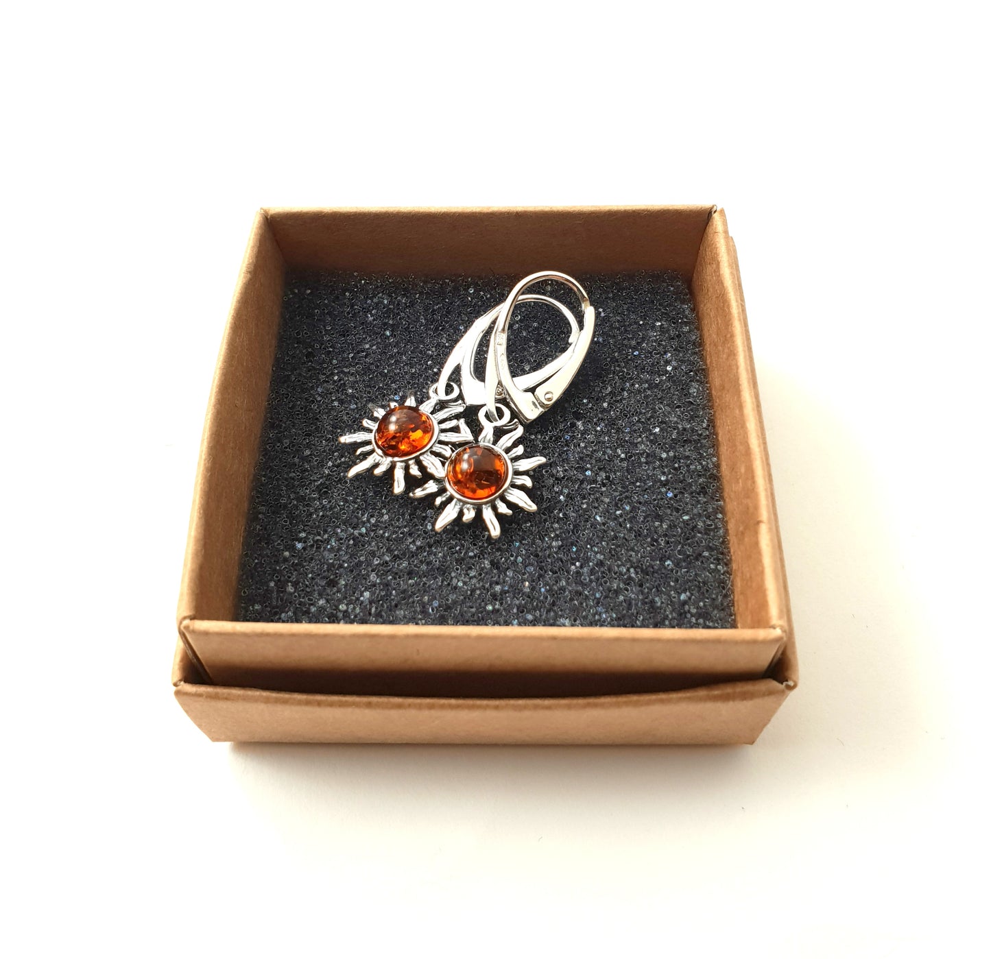 Baltic Amber Jewelry - Sun Drop Earrings with Sterling Silver 925