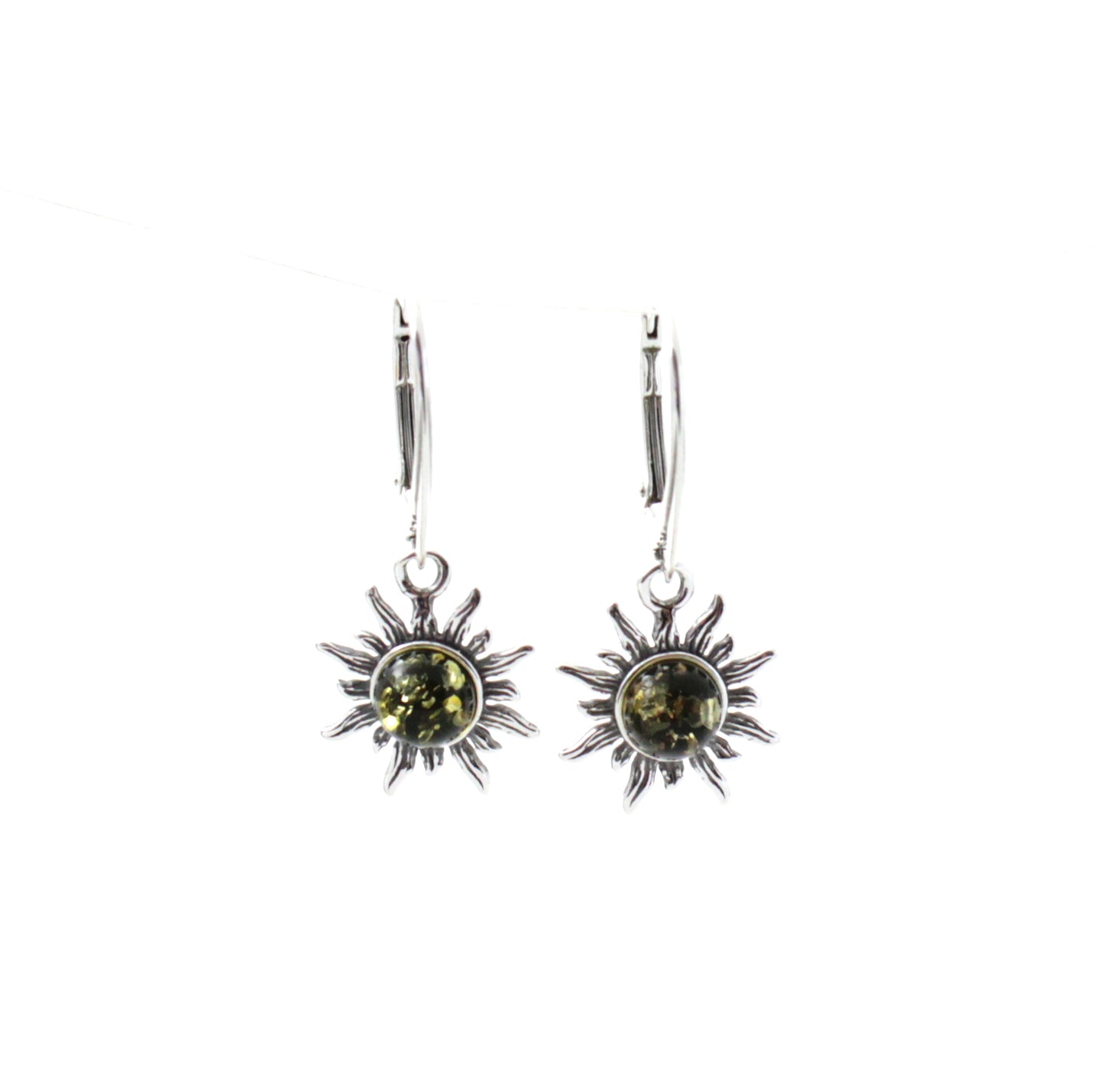 Baltic Amber Jewelry - Sun Drop Earrings with Sterling Silver 925