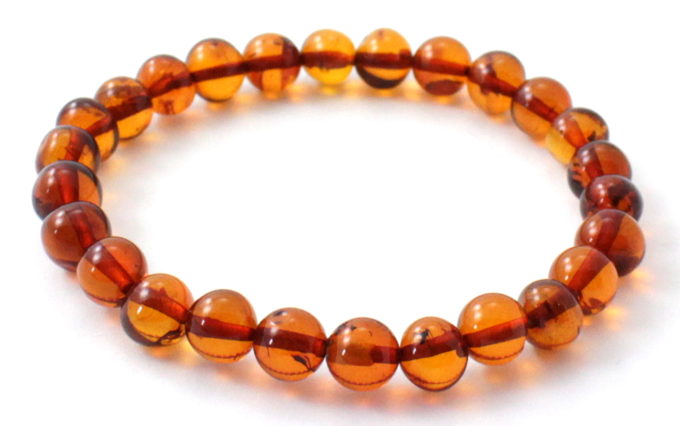 Amber Stretch Bracelet for Women or Men Cognac Brown (PC)
