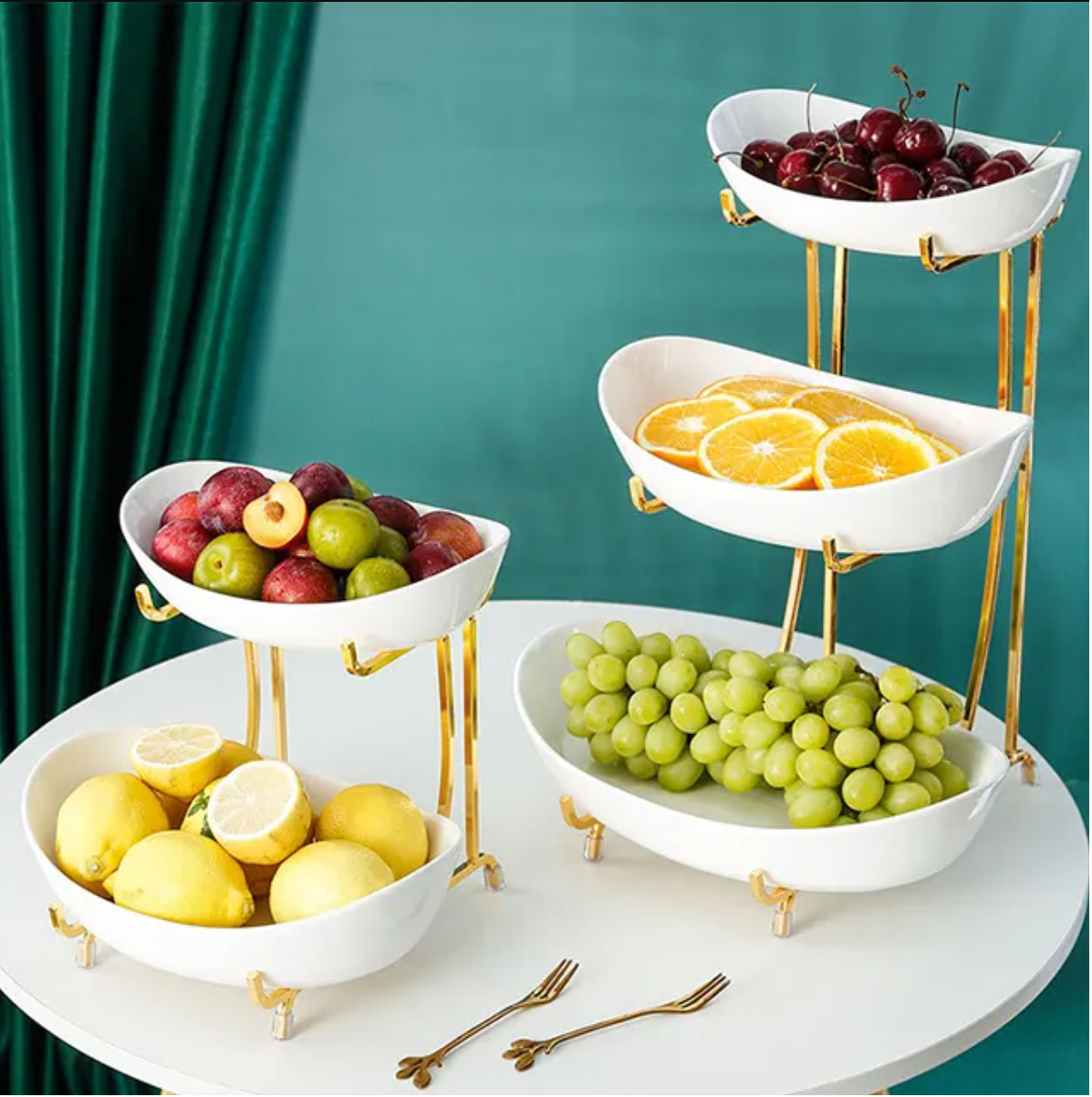 Ceramic 3 Layers Fruits Plate-White (MW)